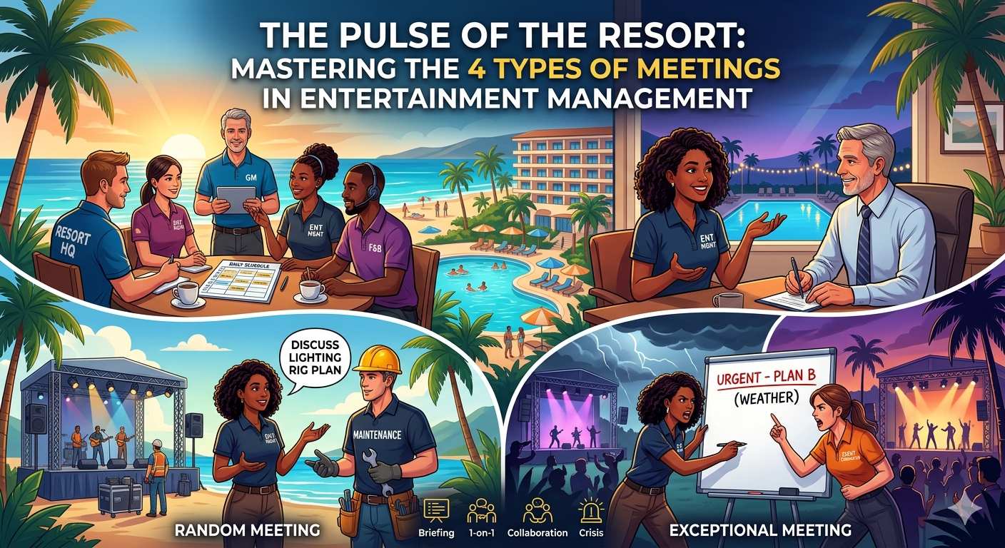 The Pulse of the Resort: Mastering the 4 Types of Meetings in Entertainment Management